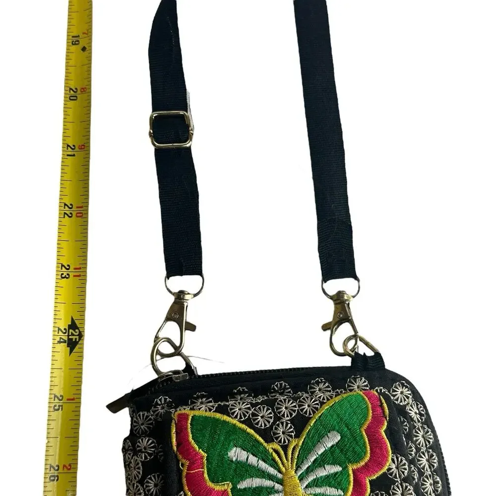 Embroidered Floral Crossbody Wallet With Strap boho festival hippie Purse